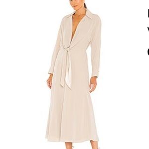 VINCE Long Sleeve Shaped Collar Tie Front Dress